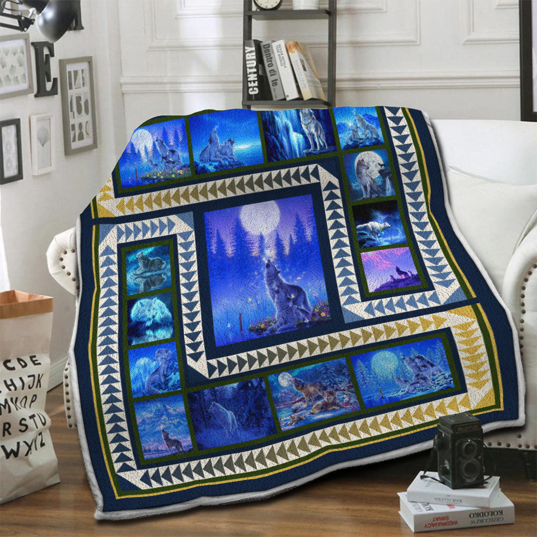 litzzy Wolf Fleece Blanket HST1910795 Fleece Blanket   