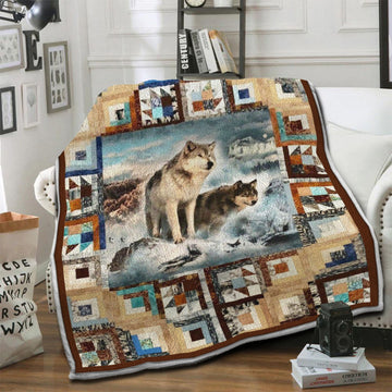 litzzy Wolf Fleece Blanket LML231001VT Fleece Blanket   