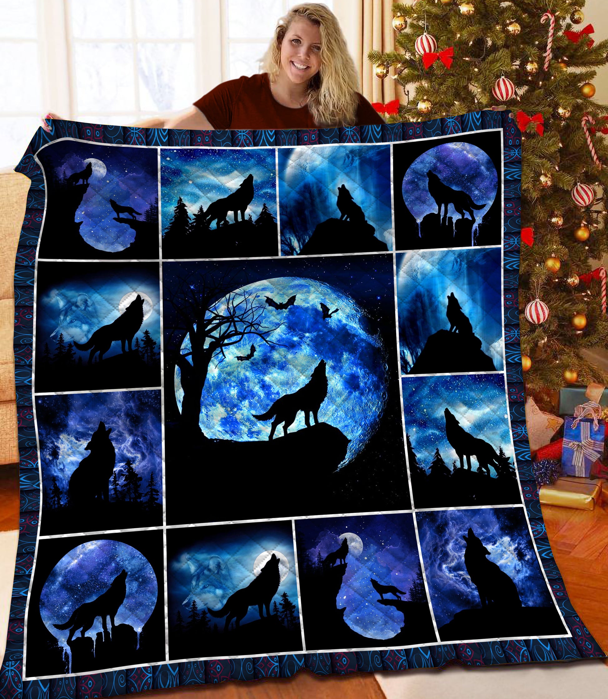 litzzy Wolf Fleece Blanket HQT2011161 Quilt Blanket   