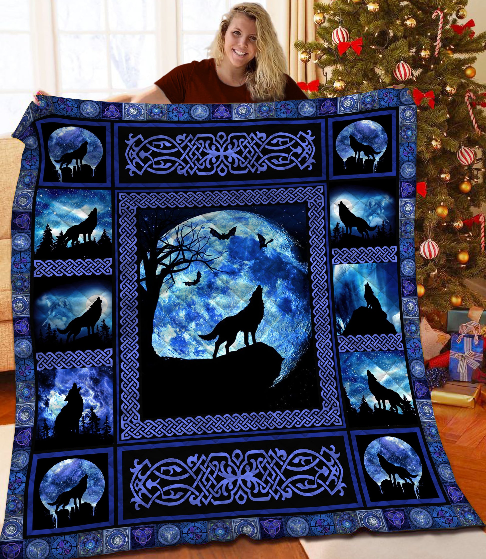 litzzy Wolf Fleece Blanket HQT2011167 Quilt Blanket   