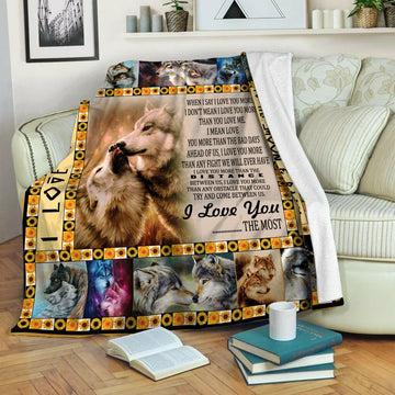 litzzy Wolf Fleece Blanket STQ221049 Fleece Blanket   