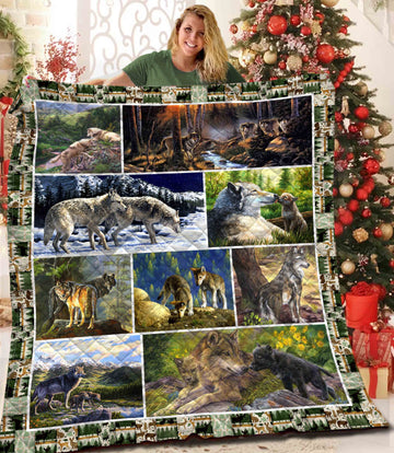 litzzy Wolf B191033 Fleece Blanket Quilt Blanket   