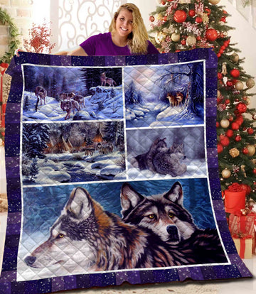 litzzy Wolf B191034 Fleece Blanket Quilt Blanket   