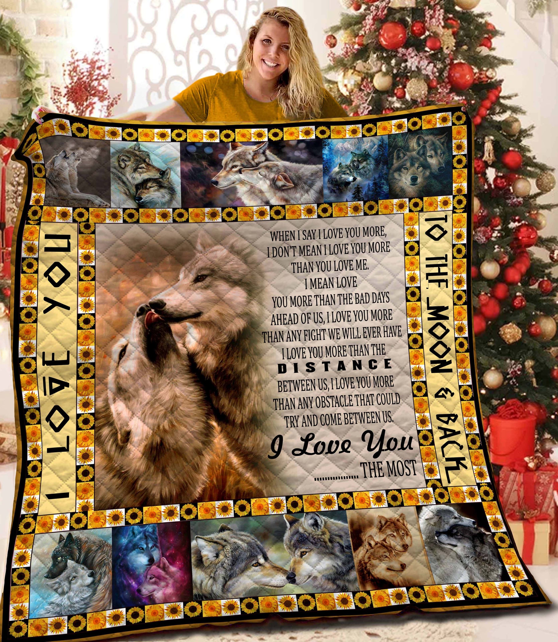 litzzy Wolf Fleece Blanket STQ221038 Quilt Blanket   