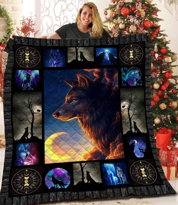 litzzy Wolf Fleece Blanket STQ231028NB Quilt Blanket   