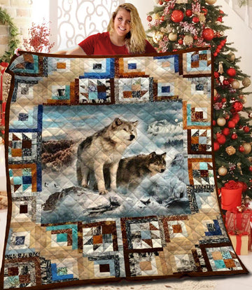litzzy Wolf Fleece Blanket LML231001VT Quilt Blanket   