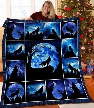 litzzy Wolf HQT1410271 Fleece Blanket Quilt Blanket   