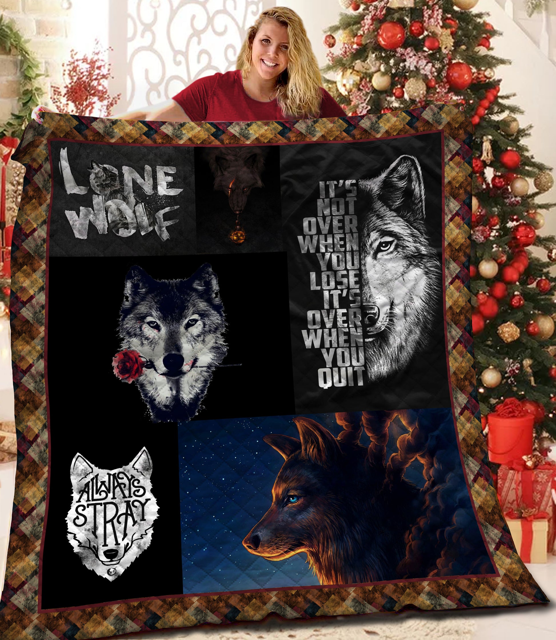 litzzy Wolf HQT1610166 Fleece Blanket Quilt Blanket   