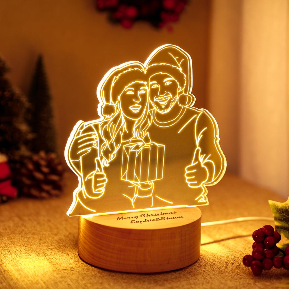 litzzy Custom Acrylic 3D Photo Lamp LED Night Lights With Wood Base Night Light   
