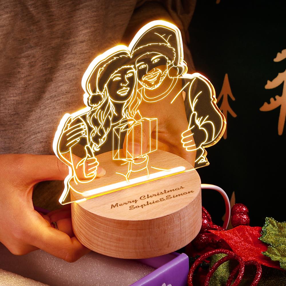 litzzy Custom Acrylic 3D Photo Lamp LED Night Lights With Wood Base Night Light   