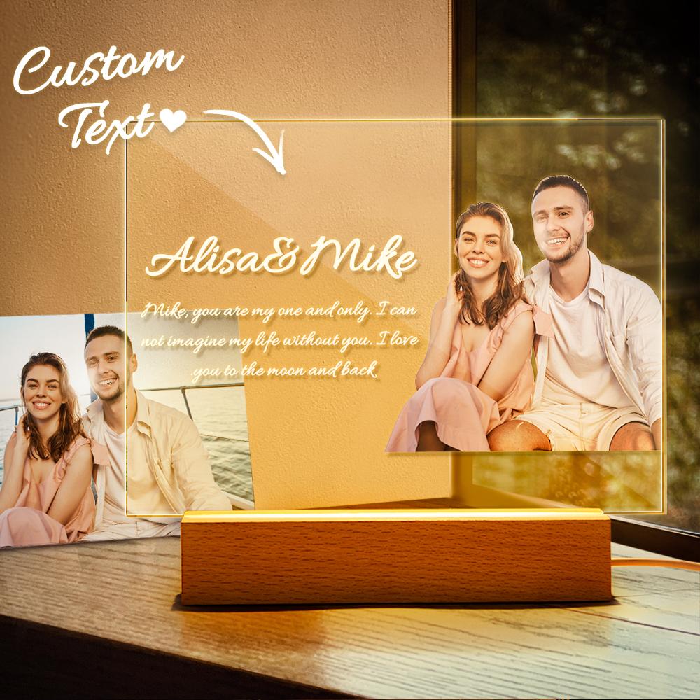 litzzy Personalized Acrylic Plaque Night Lamp Custom Photo Night Light Acrylic Plaque 15.49*12.09CM  