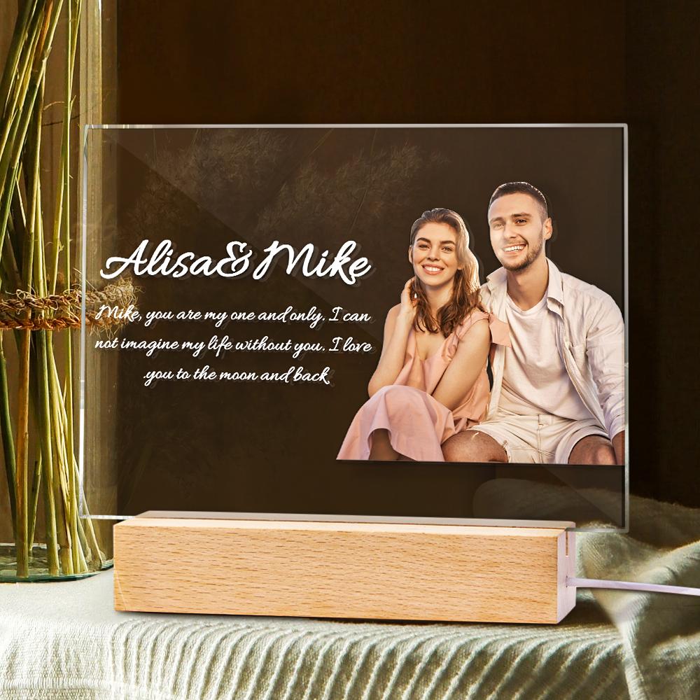 litzzy Personalized Acrylic Plaque Night Lamp Custom Photo Night Light Acrylic Plaque   