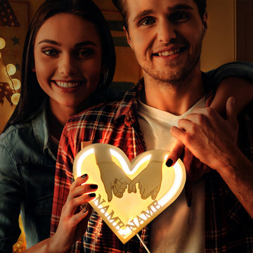 litzzy Personalized Couple Name Hand In Hand Wooden Heart Lamp Heart Lamp   