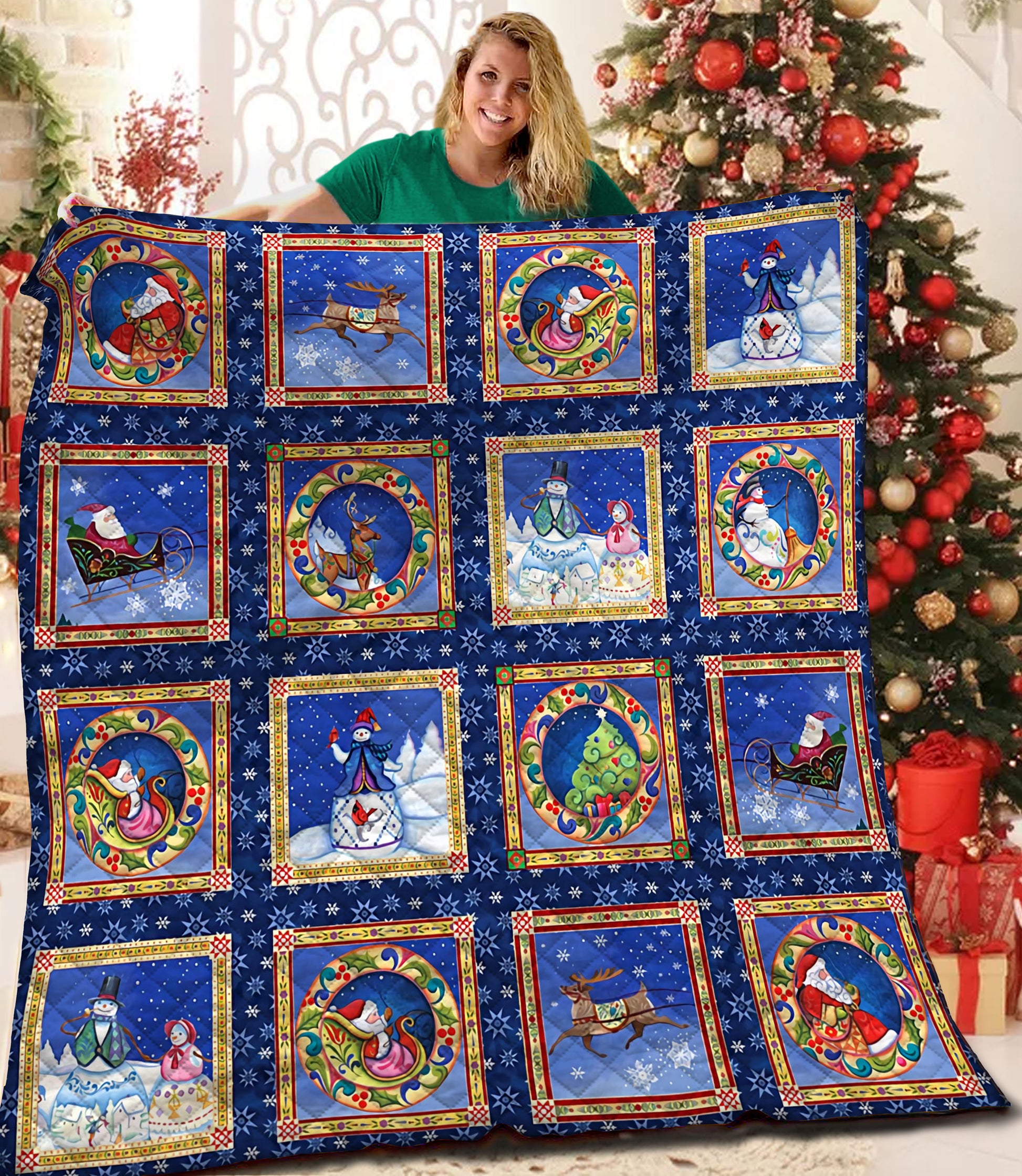 litzzy Christmas Fleece Blanket HQT2011178 Quilt Blanket   