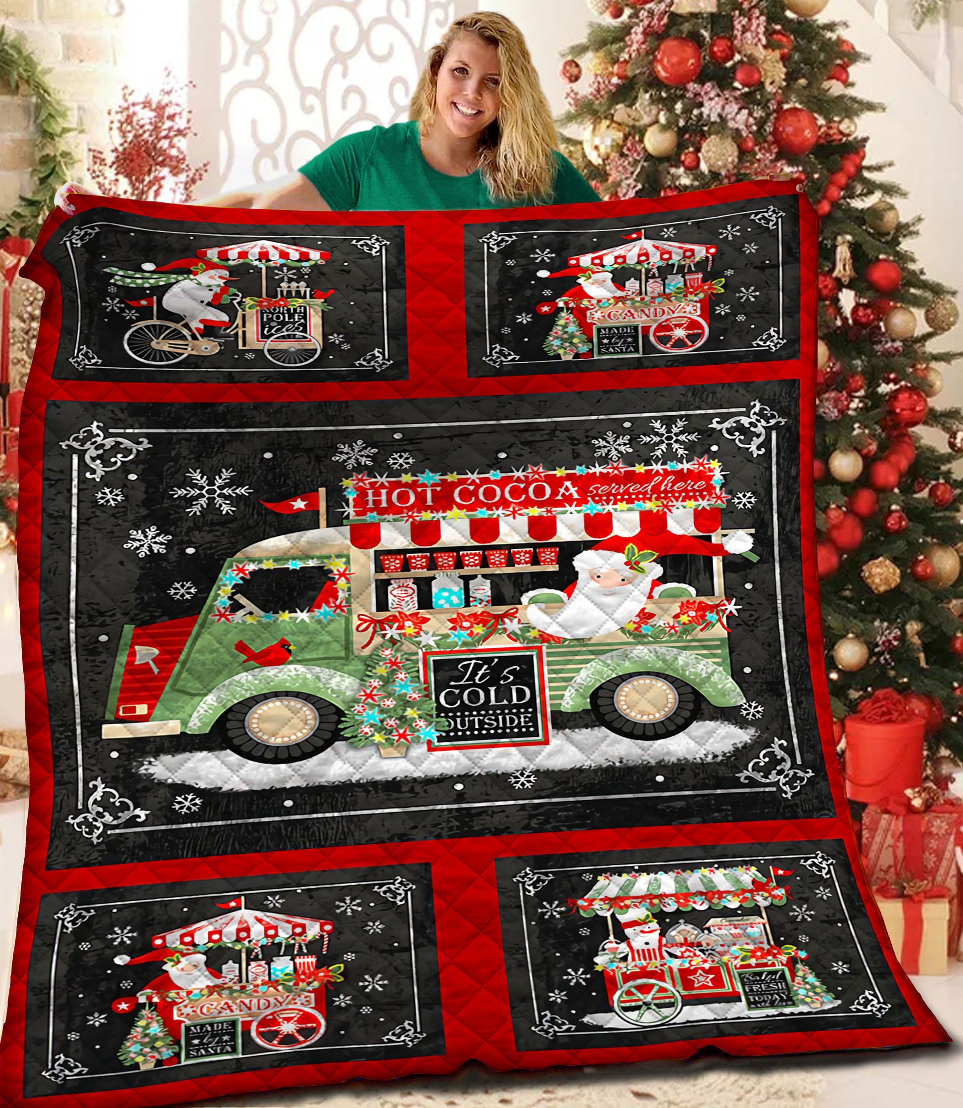 litzzy Xmas HQT171009 Fleece Blanket Quilt Blanket   