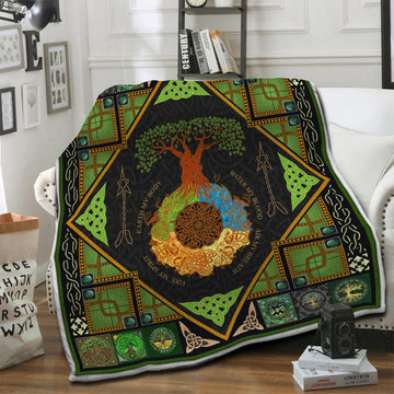 litzzy Yggdrasil Tree Of Life Fleece Blanket HST19101953 Fleece Blanket   