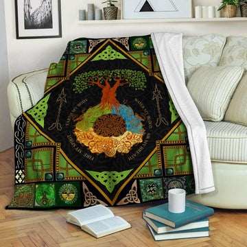 litzzy Yggdrasil Tree Of Life Fleece Blanket HST19101953 Fleece Blanket   