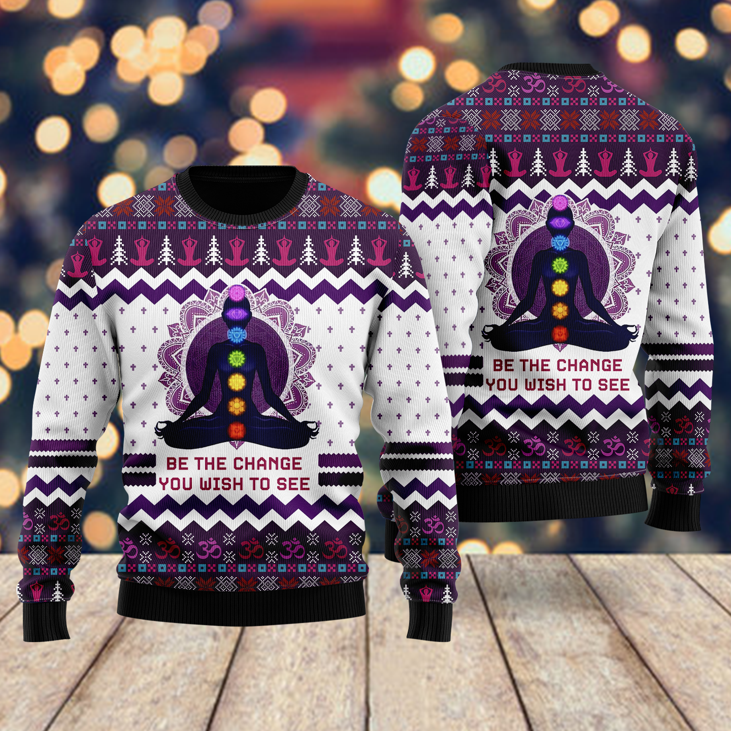 litzzy Yoga Be The Change Ugly Christmas Sweater | For Men & Women | Adult | US4337 - Ugly Sweater Gift For Lover sweater   