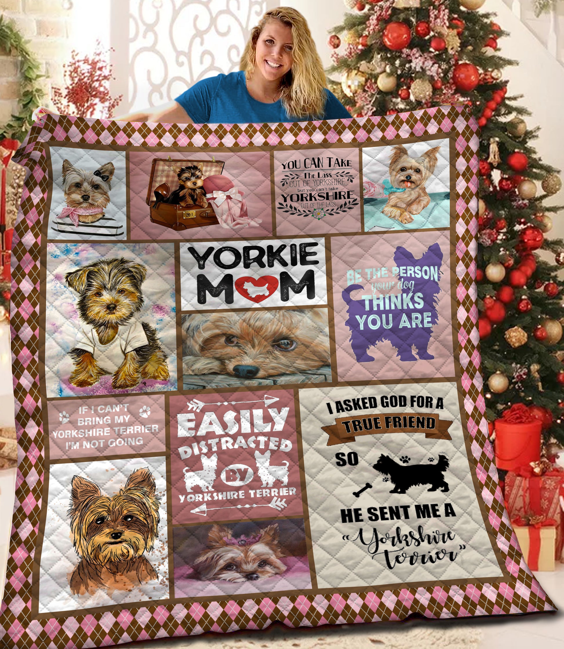 litzzy Yorkie Fleece Blanket HQT2011185 Quilt Blanket   