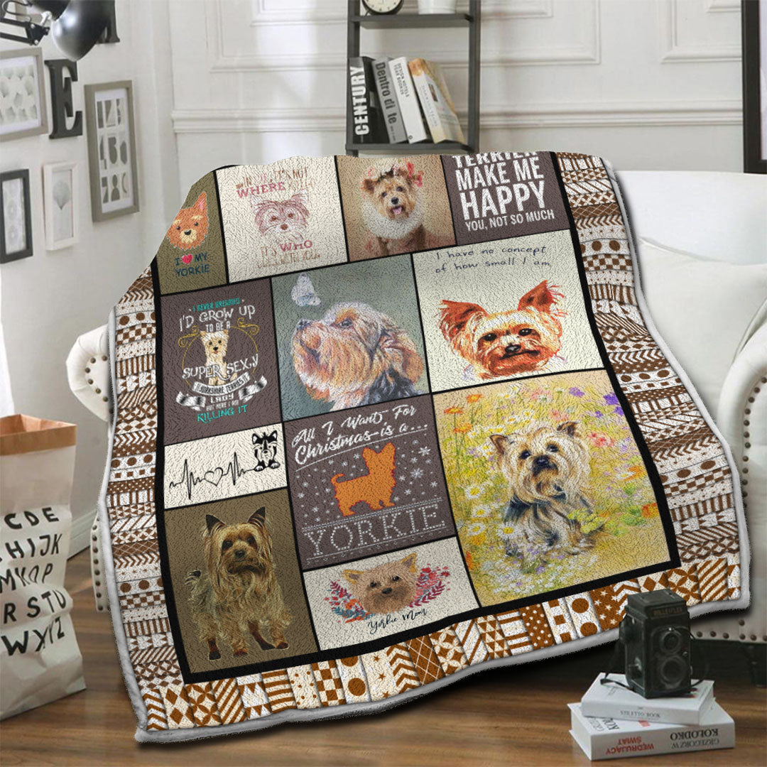 litzzy Yorkie HQT16101262 Fleece Blanket Fleece Blanket   