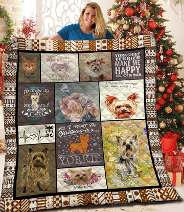 litzzy Yorkie Fleece Blanket HQT2011187 Quilt Blanket   