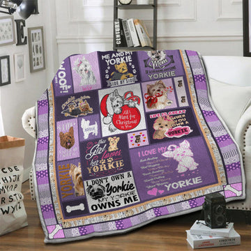 litzzy Yorkie HQT16101263 Fleece Blanket Fleece Blanket   