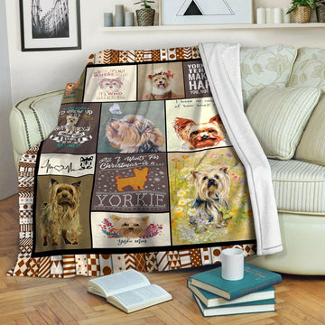 litzzy Yorkie HQT16101262 Fleece Blanket Fleece Blanket   