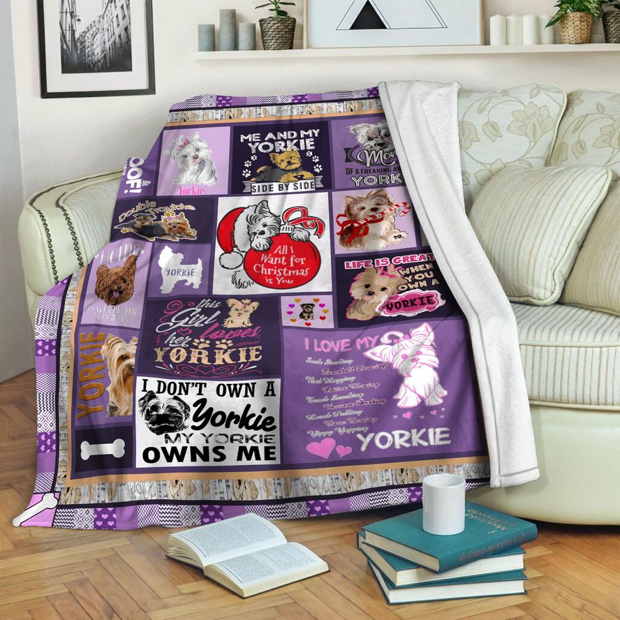 litzzy Yorkie HQT16101263 Fleece Blanket Fleece Blanket   