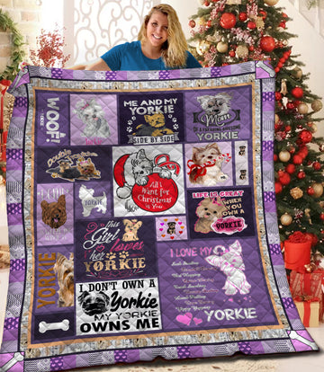 litzzy Yorkie HQT16101263 Fleece Blanket Quilt Blanket   