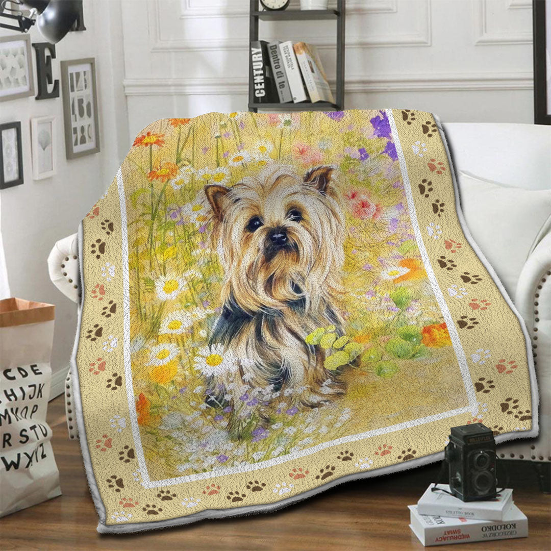 litzzy Yorkshire Floral Fleece Blanket HST19101572 Fleece Blanket   