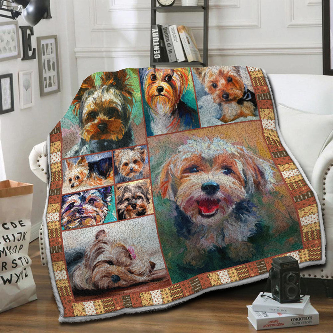 litzzy Yorkshire Terrier Fleece Blanket HST1910216 Fleece Blanket   