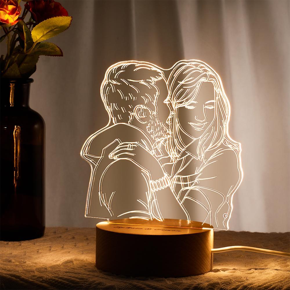 litzzy Custom Acrylic 3D Photo Lamp LED Night Lights With Wood Base Night Light   