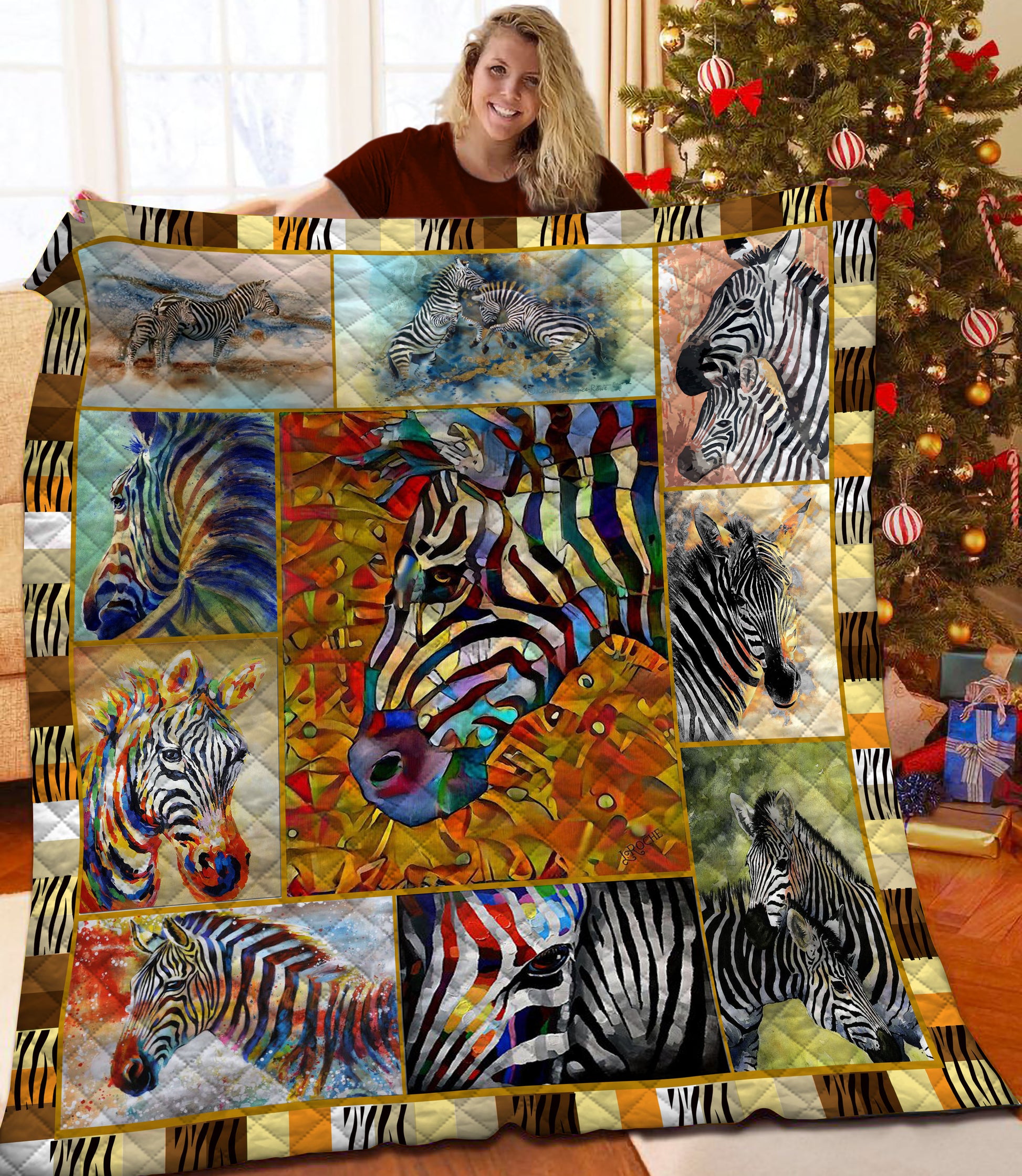 litzzy Zebra Fleece Blanket HQT2011202 Quilt Blanket   