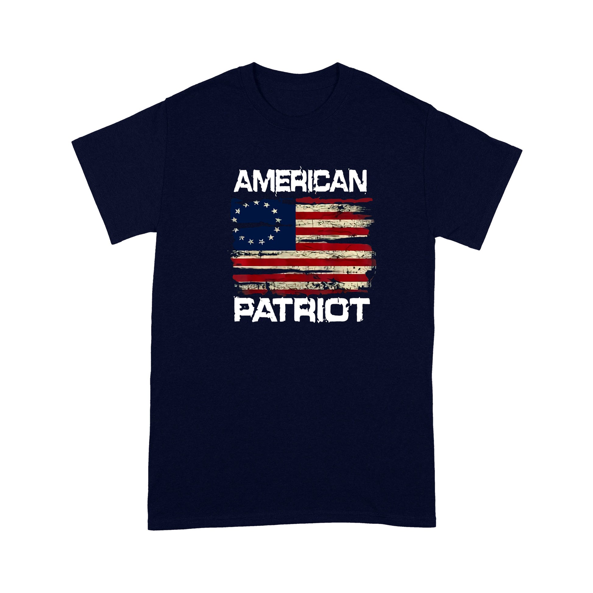 litzzy Patriort Day American Flag T-shirt | Made in US  S Navy 