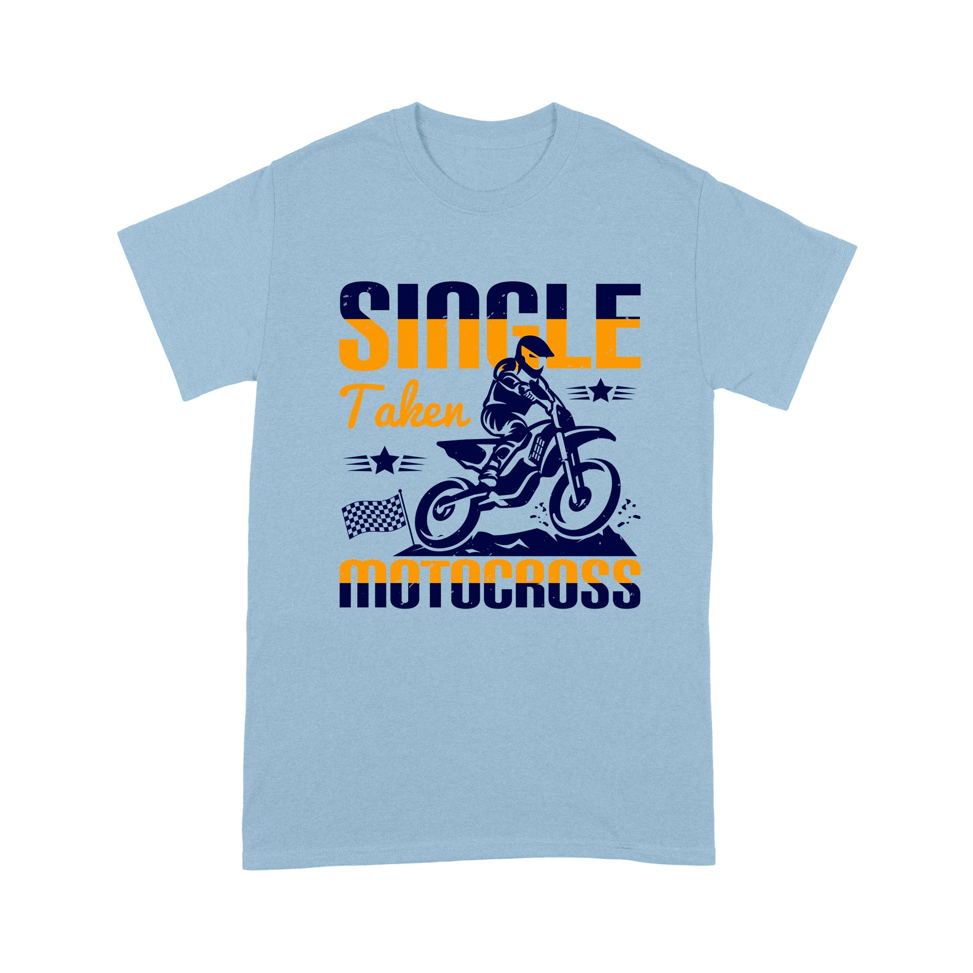 litzzy Single, Taken, Motocross - Motorcycle T-Shirt | Made in US T-Shirt S Light Blue 