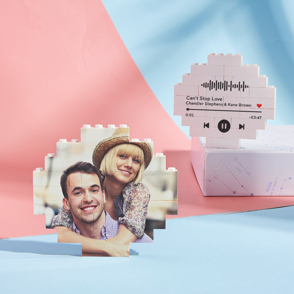 litzzy Custom Music Code Building Block Personalized Photo Brick Puzzles Building Brick Photo Photo & Music Code 9*9cm=3.54*3.54in 