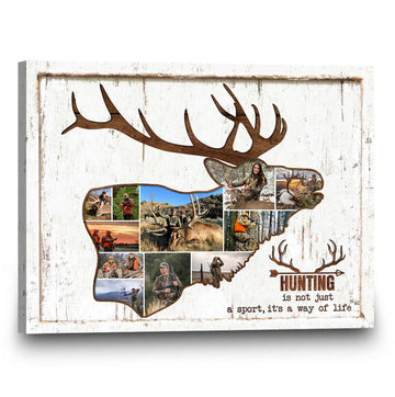 litzzy Personalized Deer Hunting Photo Collage Canvas Gift For Hunters Canvas Wall Art   