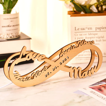 litzzy Custom Engraved Night Light Infinity Name Wood Night Lamp Night Light Love mom  