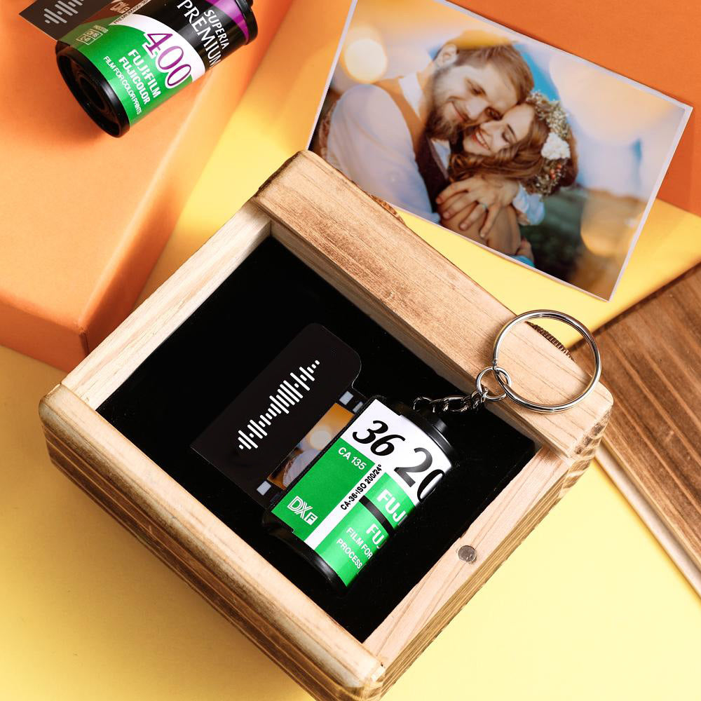litzzy Personalized Scannable Code Photo Film Roll Keychain Green Keychain   
