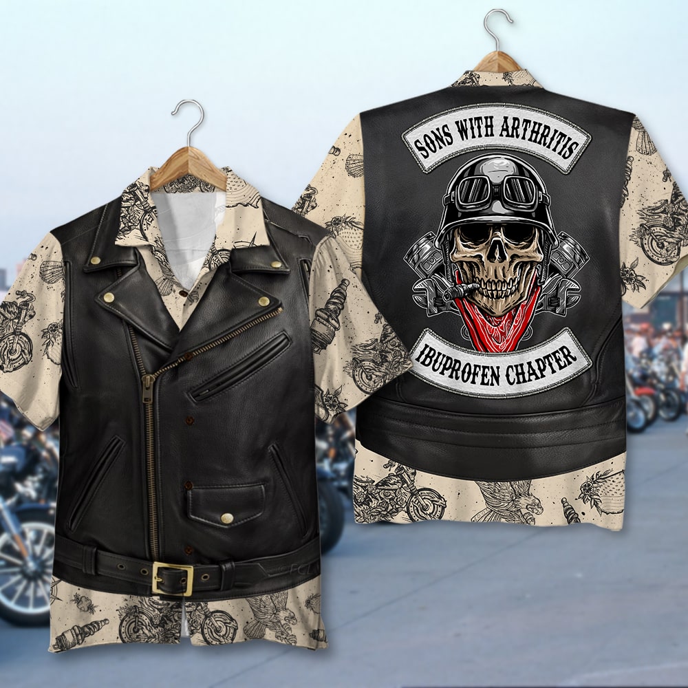 litzzy Biker Sons of Arthritis Ibuprofen Chapter Hawaiian Shirt Gift For Bike Lovers Hawaiian Shirt For Men, Woman, Litzzy Aloha Shirt Hawaiian Shirt   