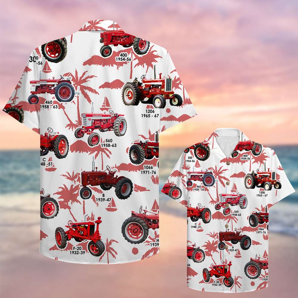 litzzy Farmer Hawaiian Shirt - Red Tractors Pattern Hawaiian Shirt For Men, Woman, Litzzy Aloha Shirt Hawaiian Shirt   