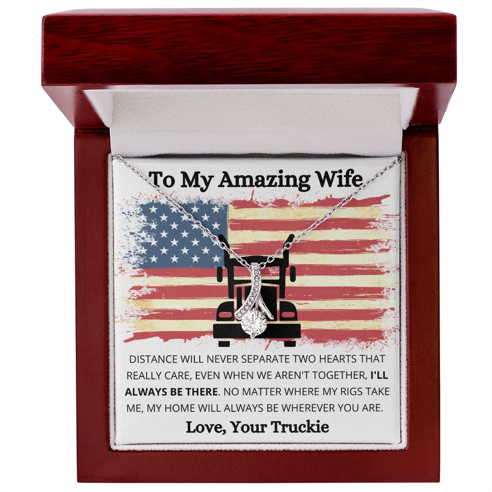 litzzy To My Amazing Wife - Distance Will Never Separate Us - To My Wife, Gift For Wife Jewelry 14K White Gold Finish Luxury Box w/LED 