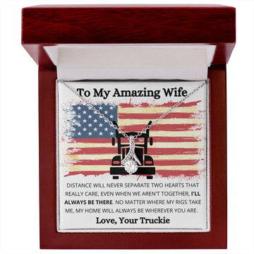 litzzy To My Amazing Wife - Distance Will Never Separate Us - To My Wife, Gift For Wife Jewelry 14K White Gold Finish Luxury Box w/LED 