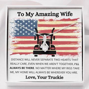 litzzy To My Amazing Wife - Distance Will Never Separate Us - To My Wife, Gift For Wife Jewelry 14K White Gold Finish Two-tone Box 