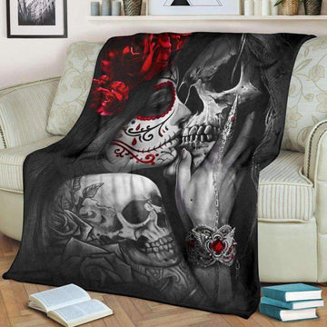litzzy Amore Skull Fleece Blanket Fleece Blanket   