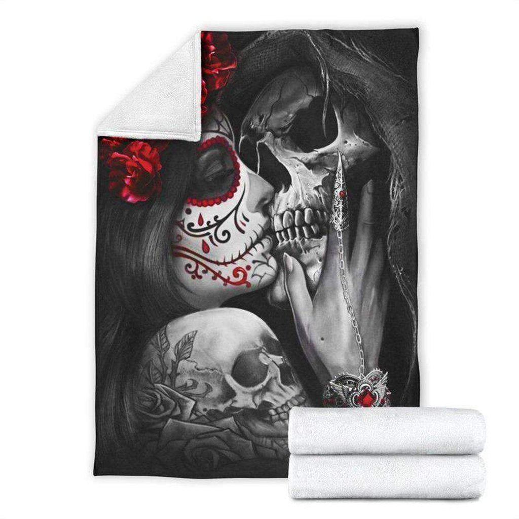 litzzy Amore Skull Fleece Blanket Fleece Blanket   