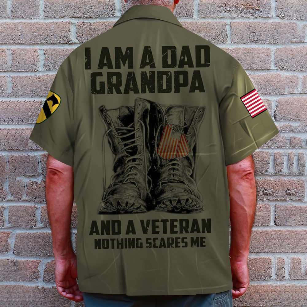 litzzy I Am A Dad Grandpa And Veteran, Personalized Veteran Shirt and Men Shorts, Custom Military Unit Hawaiian Shirt For Men, Woman, Litzzy Aloha Shirt Hawaii Shirt   