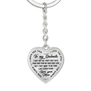 litzzy Personalized Necklace - To My Soulmate - Last Everything - Heart Pendant Keychain - Necklace Gift For Her, Wife, Girlfriend, Anniversary, Wedding, Valentine, Birthday with Message Card Jewelry   