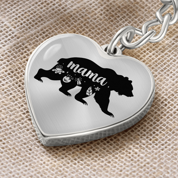 litzzy Mama Bear - Graphic Heart Keychain - Litzzy Mother's Day Gifts Necklace Jewelry Graphic Heart Keychain (Silver) No 