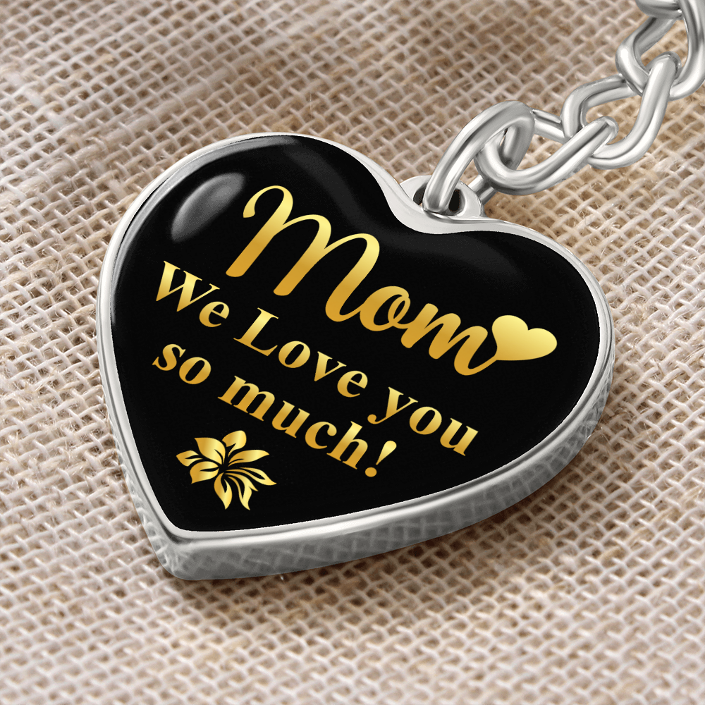 litzzy Mom We Love You So Much - Graphic Heart Keychain - Litzzy Mother's Day Gifts Necklace Jewelry Graphic Heart Keychain (Silver) No 